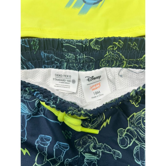 Boys 3pc Swimsuit Set 18 M Toddler Swim Trunks Shirt Rash Guard Buzz Lightyear - Picture 5 of 7
